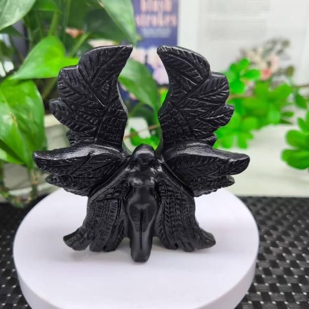 Black Obsidian Winged Angel: A Symbol of Protection, Purity and Peace | Weighing 170 grams