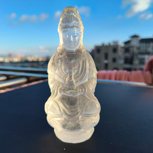 Kwan Yin Carving in Clear Quartz: A Powerful Symbol of Peace and Positive Energy | Guanyin | Avalokiteshvara