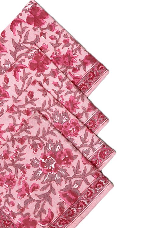 COTTON FLOWER JAAL BLOCK PRINT TABLE NAPKIN IN SHADES OF PINK