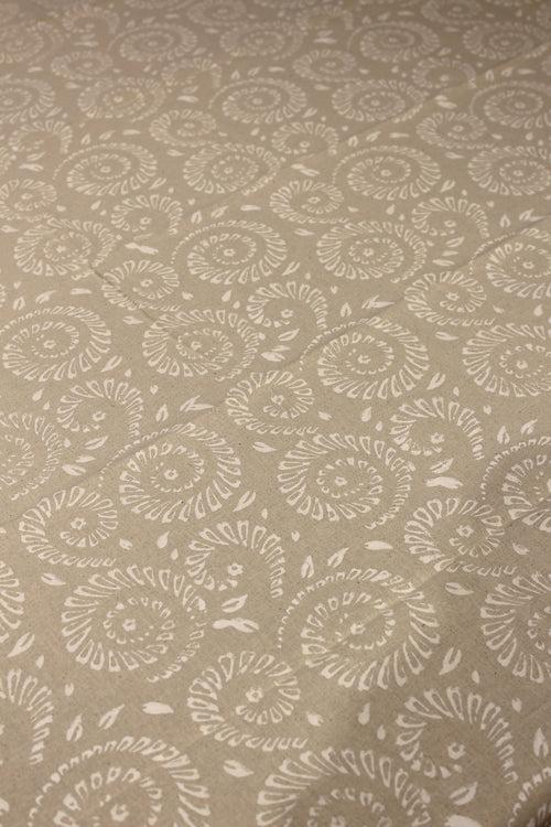 RECTANGLE TABLE COVER BLOCK PRINT IN BEIGE