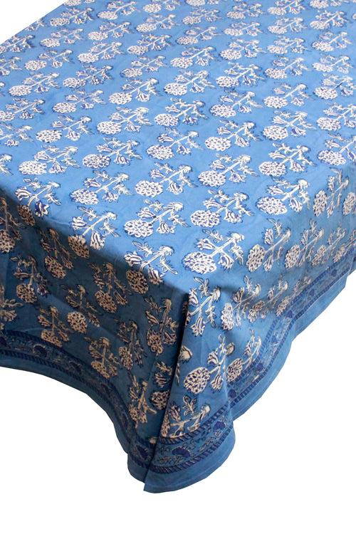 Rectangle Table Cover Buta Print in Steel Blue