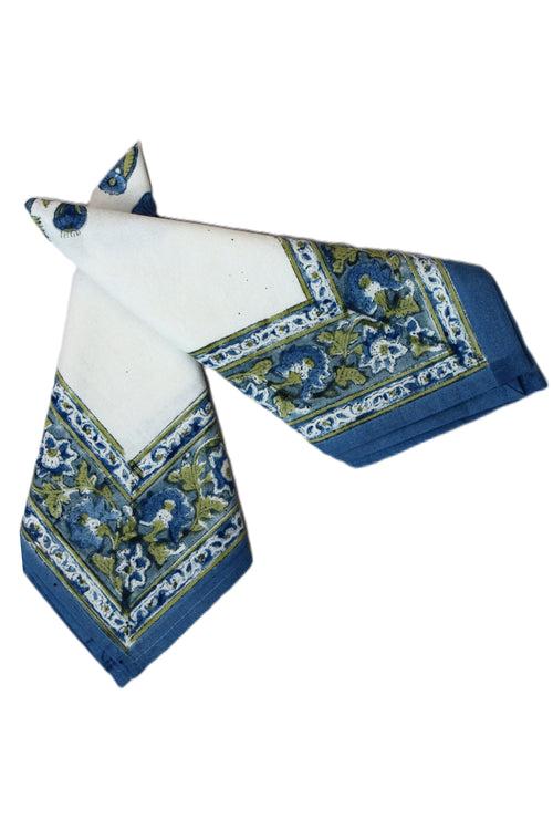 COTTON BOOTA BLOCK PRINT TABLE NAPKIN IN POWDER BLUE