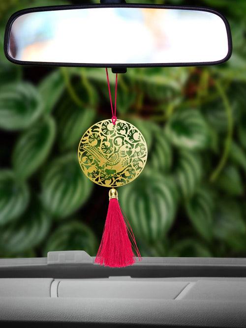 Kalamkaari Peacock Floral Car Hanging