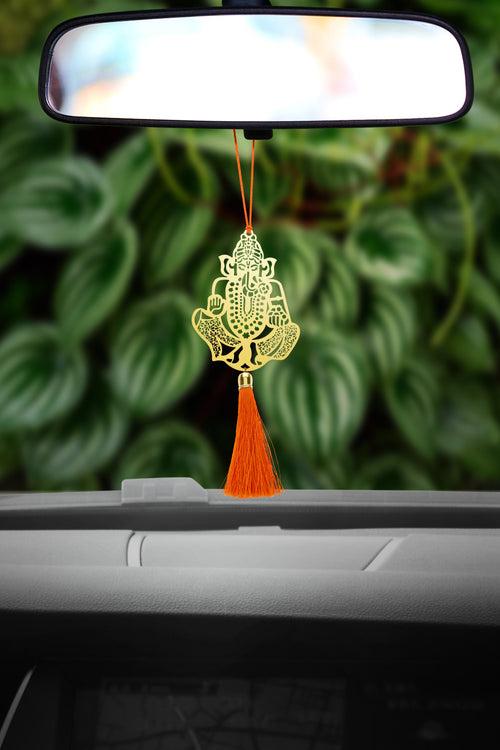 Ganesha Hanging Accessories for Car rear view mirror Decor in Brass