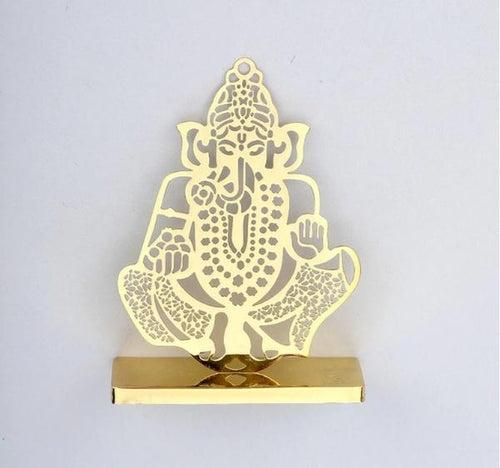 Ladoo Ganesha Desk/Car Dashboard Décor crafted in brass with golden finish