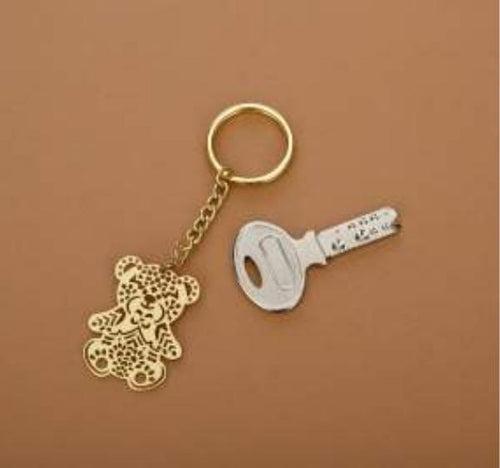 Teddy bear Brass Key Chain Ring in Golden Finish