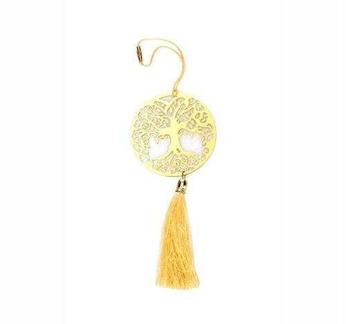 Tree of Life Car rear view mirror hanging décor accessories in Brass