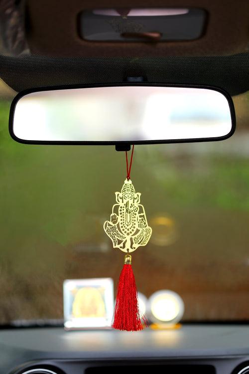 Ganesha Hanging Accessories for Car rear view mirror Decor in Brass