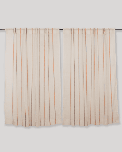 Rui Dobby Cotton Handloom Curtain - Cream - Single Piece - 4X3 Feet