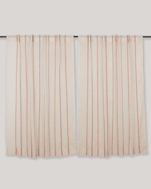 Rui Dobby Cotton Handloom Curtain - Cream - Single Piece - 6X3 Feet