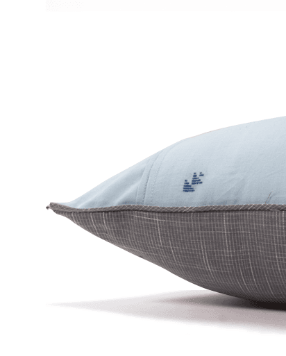 Rocket Buta Cotton Handloom Cushion - Blue - 16X16 inches - Single Piece