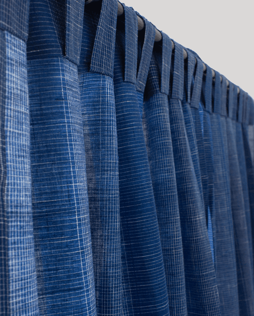 Sirigadi Checks Cotton Handloom Curtain - Blue - Single Piece - 4X3 Feet