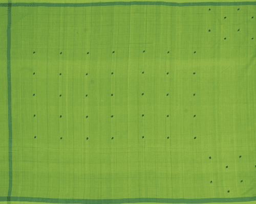 Hexagon Lines Buta Cotton Handloom Saree- Green
