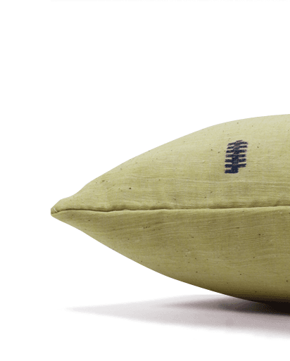 Seaweed Buta Cotton Handloom Cushion - Yellow - 16X16 inches - Single Piece