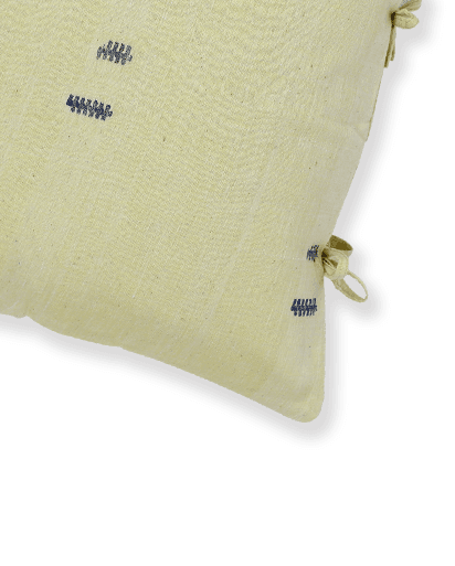 Seaweed Buta Cotton Handloom Cushion - Yellow - 16X16 inches - Single Piece