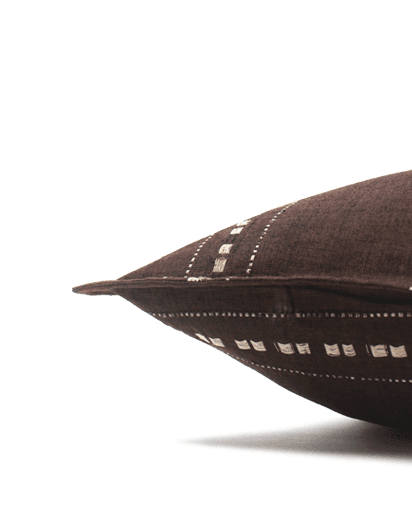 Dotted Lines Dobby Cotton Handloom Cushion - Brown - 16X16 inches - Single Piece