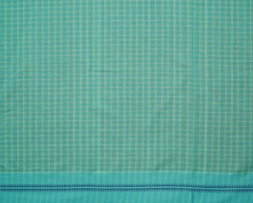 Narayanpet Small Chequered Dobby Cotton Handloom Saree - Sky Blue