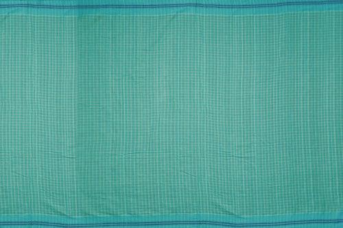 Narayanpet Small Chequered Dobby Cotton Handloom Saree - Sky Blue