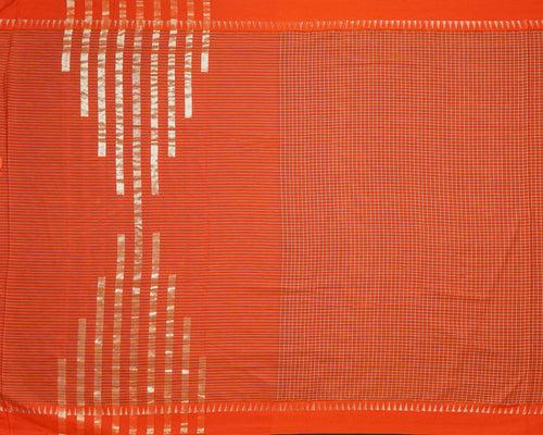 Temple Border Zari Cotton Handloom Saree – Orange