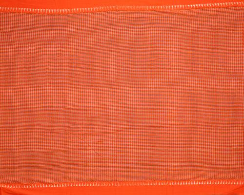 Temple Border Zari Cotton Handloom Saree – Orange