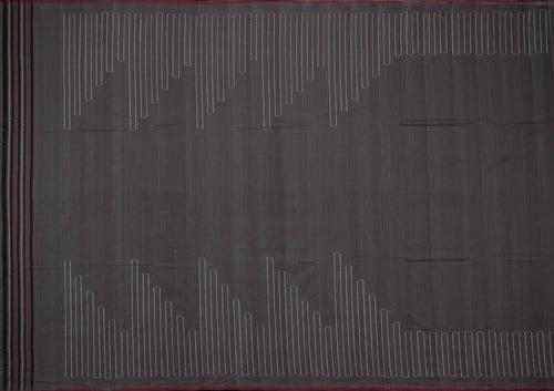 Turned Weft Border Dobby Cotton Saree - Grey