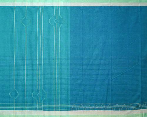 Narayanpet Stepwell Turned Weft Cotton Handloom Saree - Blue