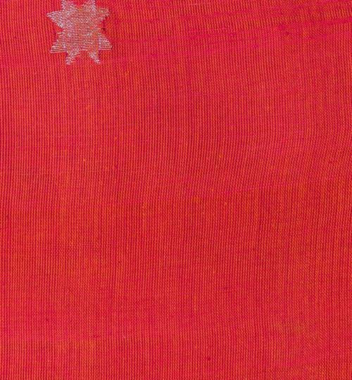 Star Jamdani Cotton & Handspun Handloom Fabric - Coral Pink