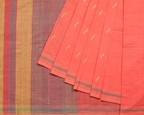 Rekha Buta Cotton Handloom Saree – Orange