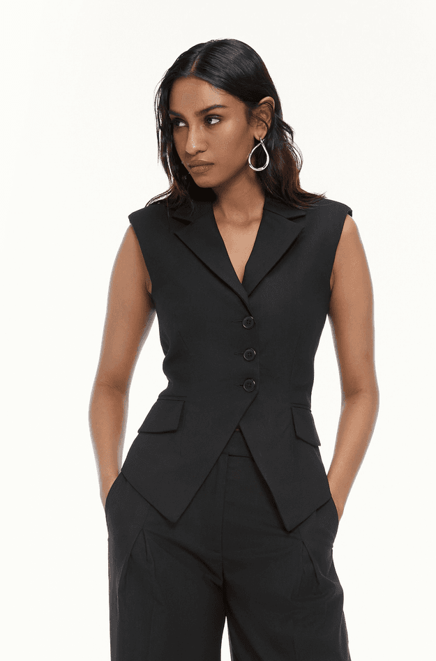 Notch Collar Sculpted Waistcoat