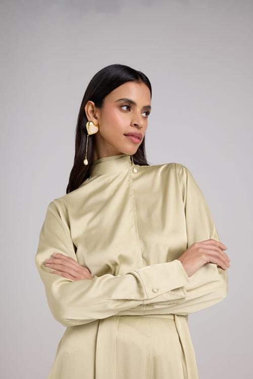 Tie-Up Satin Blouse