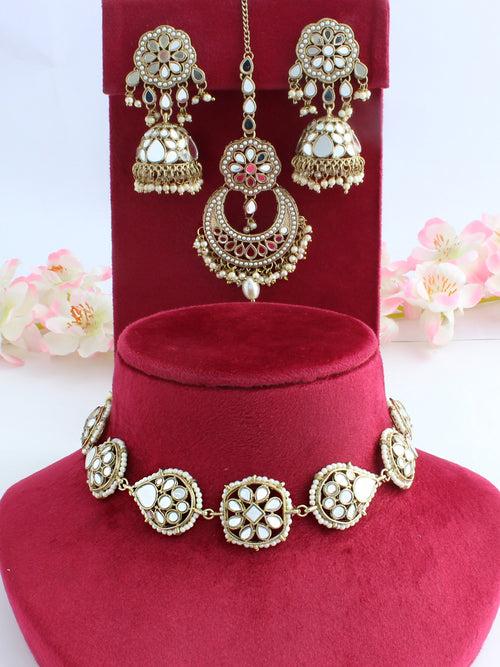 Keesha Mirror Choker Necklace Set