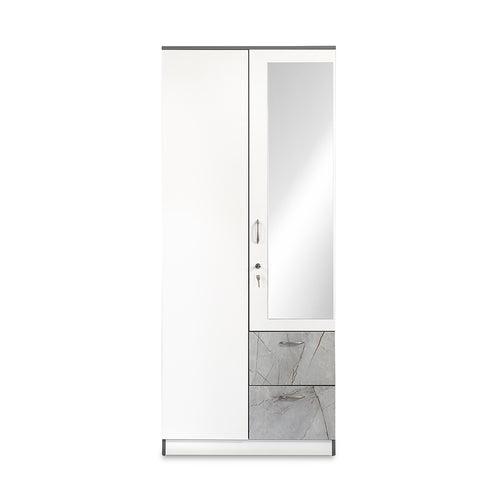 Nilkamal Marbito 2 Door Wardrobe With Mirror (White)