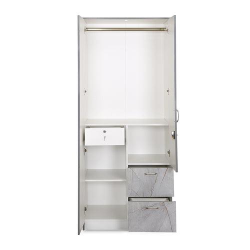 Nilkamal Marbito 2 Door Wardrobe With Mirror (White)