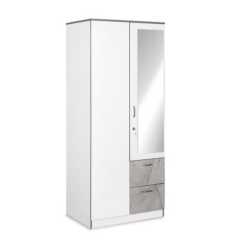 Nilkamal Marbito 2 Door Wardrobe With Mirror (White)