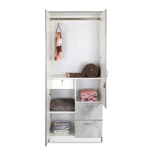 Nilkamal Marbito 2 Door Wardrobe With Mirror (White)