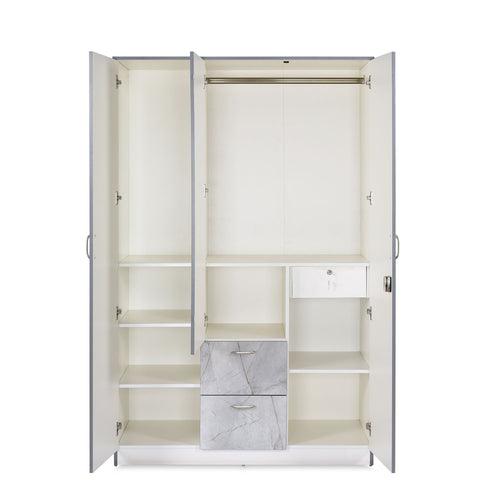 Nilkamal Marbito 3 Door Wardrobe With Mirror (White)