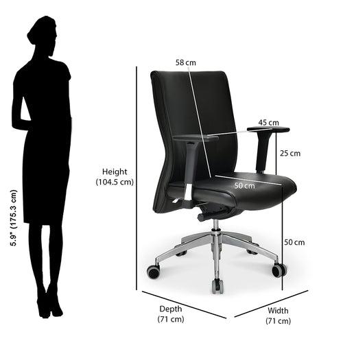 Nilkamal Command Mid Back Leatherette Office Chair (Black)