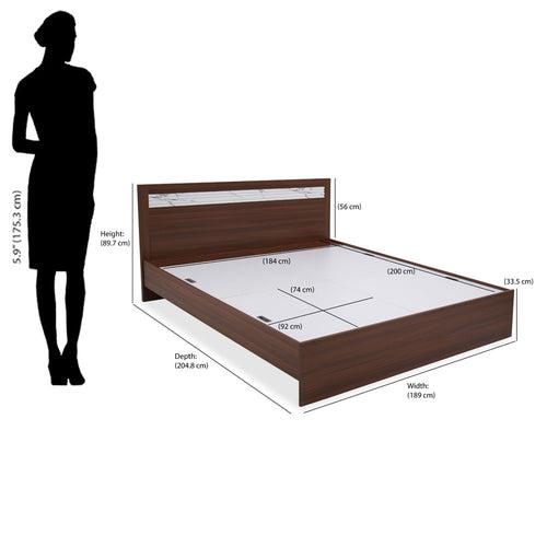 Nilkamal Akin King Bed without Storage (Walnut)