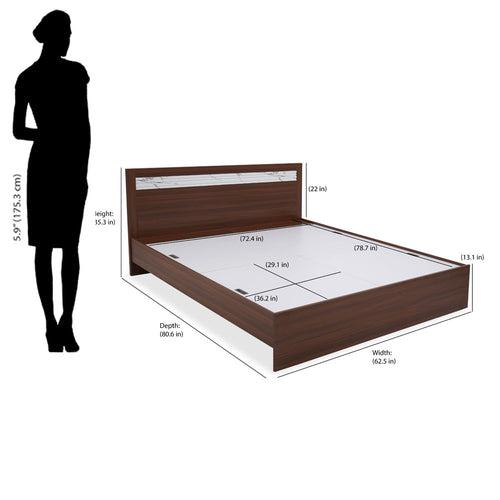 Nilkamal Akin King Bed without Storage (Walnut)