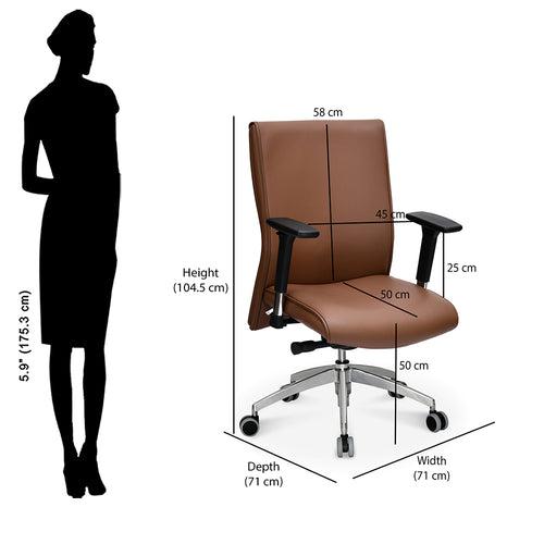 Nilkamal Command Mid Back Leather Office Chair (Tan)