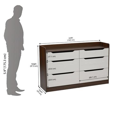 Nilkamal Febian Chest of 6 Drawers (Walnut & White)