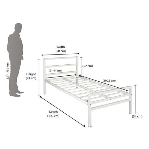 Nilkamal Striker Metal Single Bed (White)