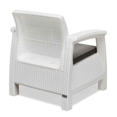 Nilkamal Goa Plastic 3 + 1 + 1 Seater Sofa with Cushion (Milky White and Grey)