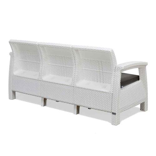 Nilkamal Goa Plastic 3 + 1 + 1 Seater Sofa with Cushion (Milky White and Grey)