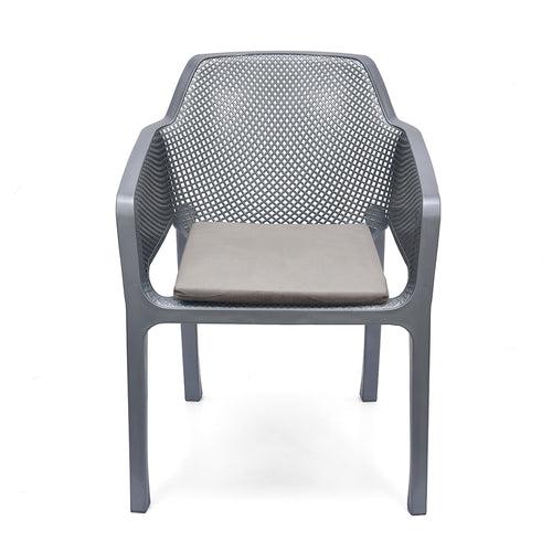 Nilkamal Captain Plastic Arm Chair With Fabric Cushion (Metallic Light)