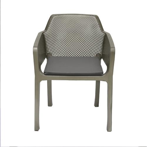 Nilkamal Captain Plastic Arm Chair With Leatherette Cushion (Metallic Dark)