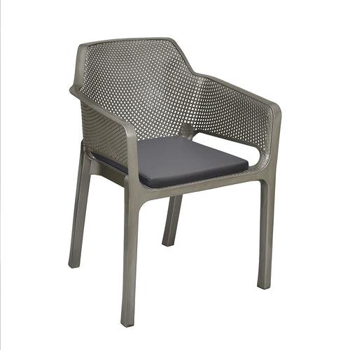 Nilkamal Captain Plastic Arm Chair With Leatherette Cushion (Metallic Dark)