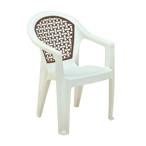 Nilkamal Paradise Plastic Arm Chair (Cream & Ratian Dark Beige)