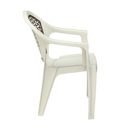 Nilkamal Paradise Plastic Arm Chair (Cream & Ratian Dark Beige)