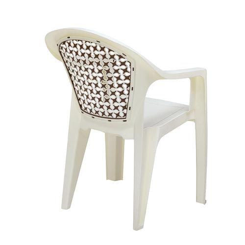 Nilkamal Paradise Plastic Arm Chair (Cream & Ratian Dark Beige)